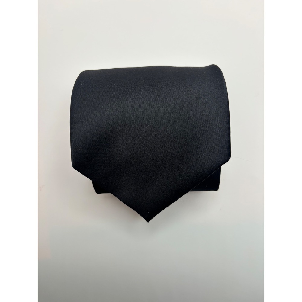 Adolfo Mens Solid Black Formal Necktie Classic Polyester Dress Tie 1639